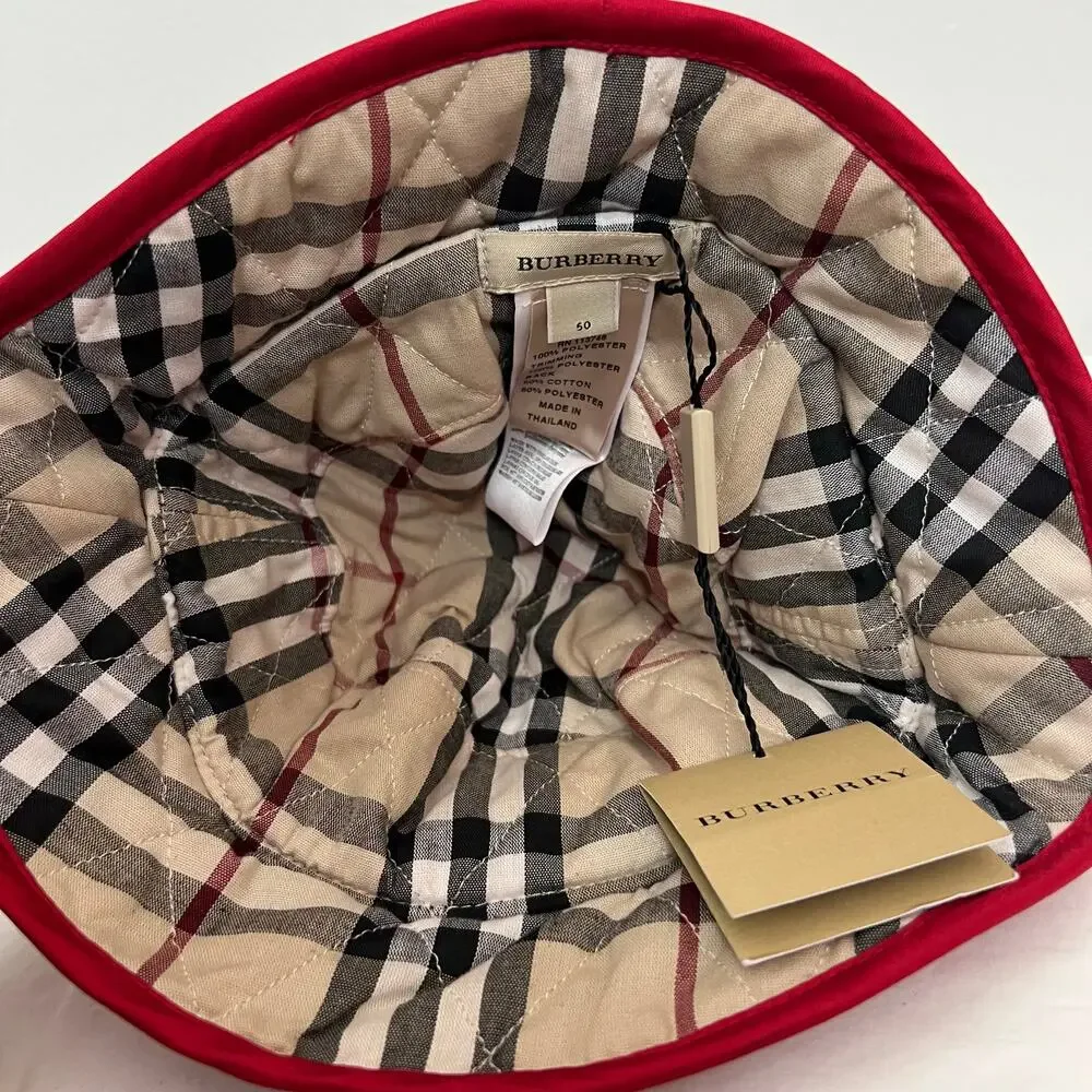 NWT Burberry Kids Quilted Nova Check Bucket Hat Size 50